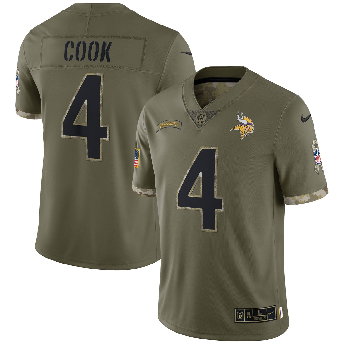 Men's Nike Dalvin Cook Olive Minnesota Vikings 2022 Salute To Service Limited Jersey
