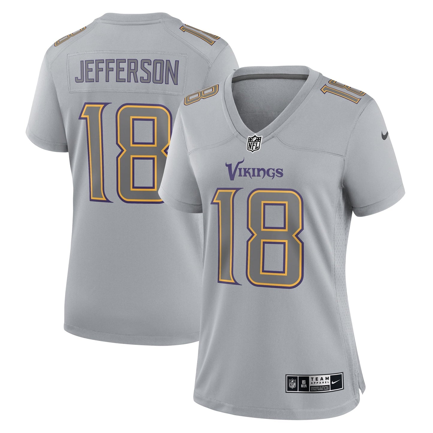 Women's Nike Justin Jefferson Gray Minnesota Vikings Atmosphere Fashion Game Jersey
