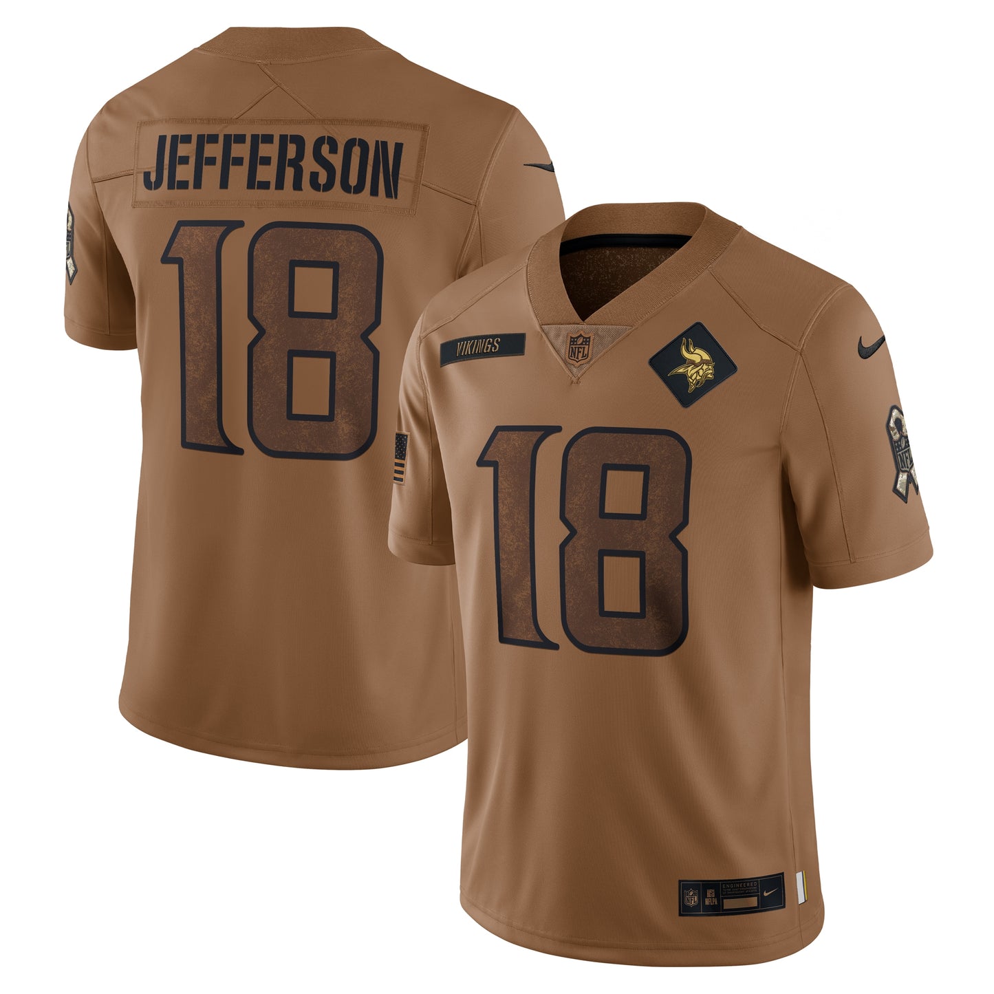 Justin Jefferson Minnesota Vikings Nike 2023 Salute To Service Limited Jersey - Brown