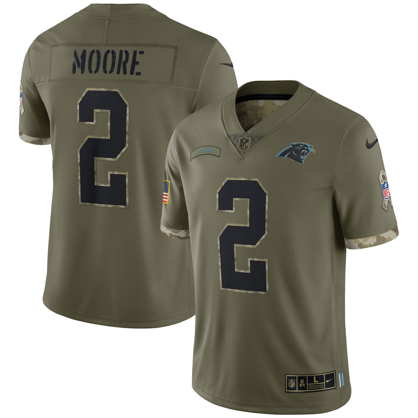 D.J. Moore Carolina Panthers Nike 2022 Salute To Service Limited Jersey - Olive