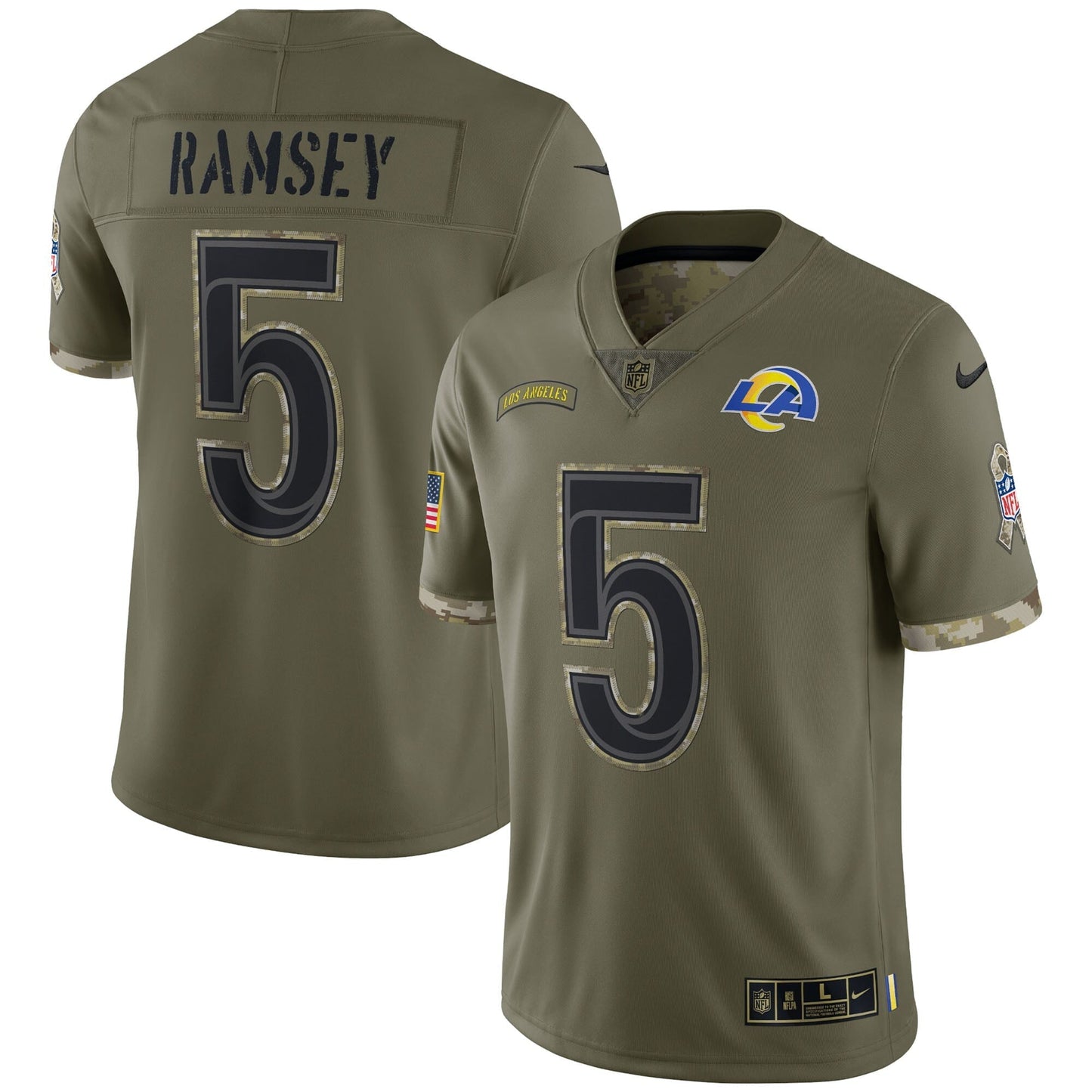 Men's Nike Jalen Ramsey Olive Los Angeles Rams 2022 Salute To Service Limited Jersey